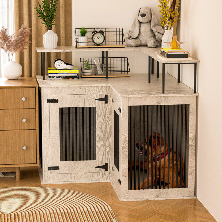 Tucker Murphy Pet Large Corner Dog Crate Furniture For 2 Dogs